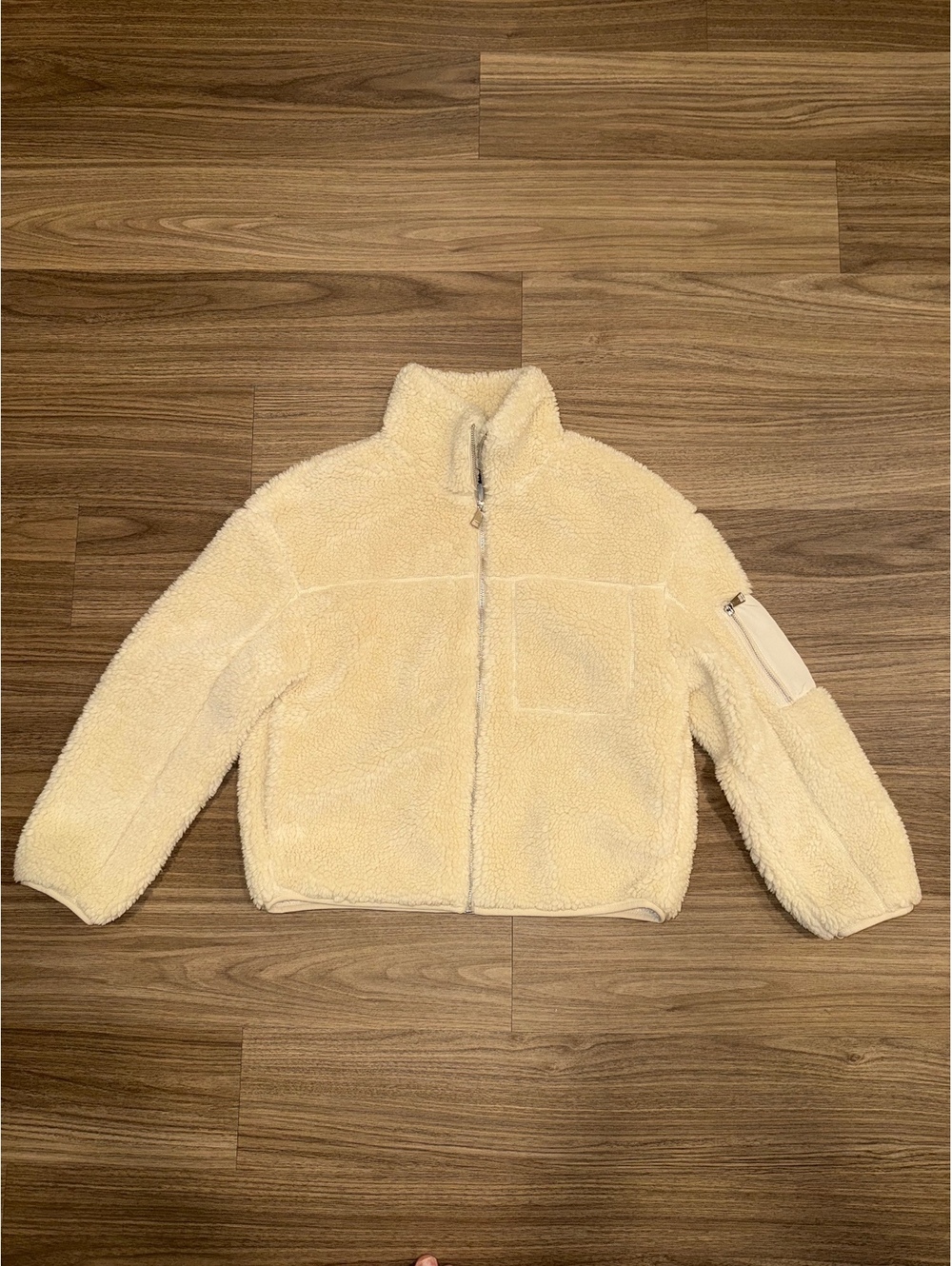 Women’s Teddy Fleece Polyester Full Zip Small Jacket Crème #NL4627